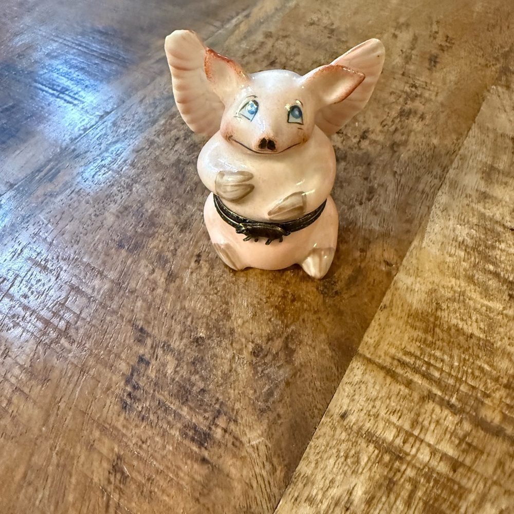 Limoges France Angel Pig Trinket Box